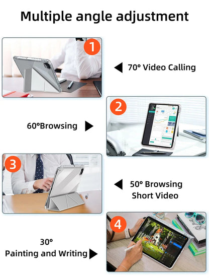 Smart Case with Pen Holder for iPad Air 5/6, Pro 11/12.9, Mini 6/7 – Compatible with 9.7" to 13" Models