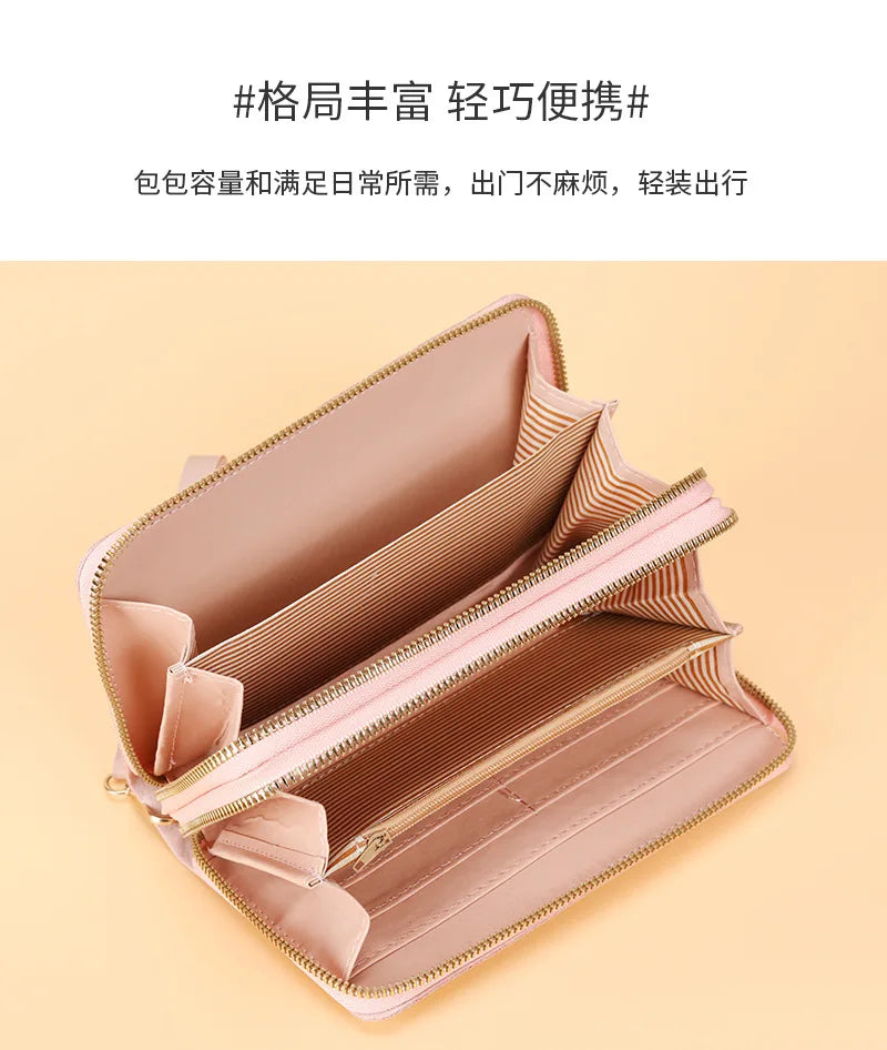 Long Women’s PU Leather Wallet – Double Zipper Tassel Clutch with Coin Purse & Card Holder