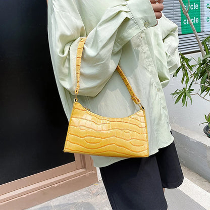 Retro Alligator Pattern PU Leather Handbag for Women – Small Shoulder & Clutch Tote Purse