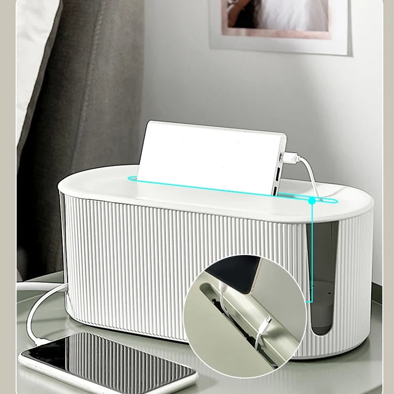 Nordic Plug Board Storage Box - Stylish Cable and Socket Organizer with Wireless WiFi Router Bracket