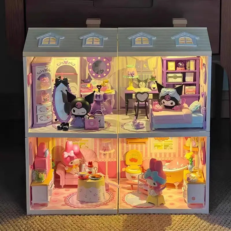 Sanrio Building Block Set Kuromi My Melody Cartoon Room Assembly Model Toy Collection Decorative Gift for Kids & Fans