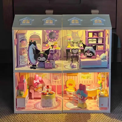 Sanrio Building Block Set Kuromi My Melody Cartoon Room Assembly Model Toy Collection Decorative Gift for Kids & Fans