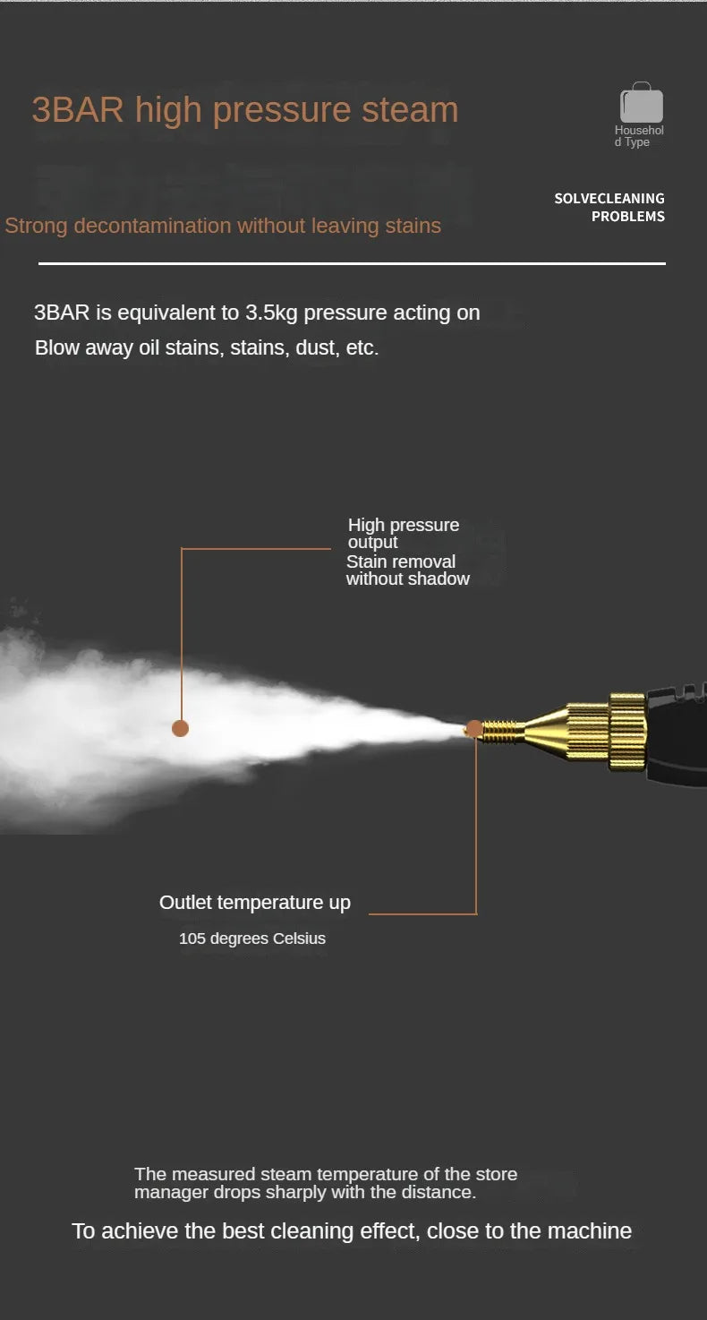 High-Temperature Steam Cleaner - Sterilization for Air Conditioning, Kitchen Hood, Home & Car, 110V US Plug / 220V EU Plug