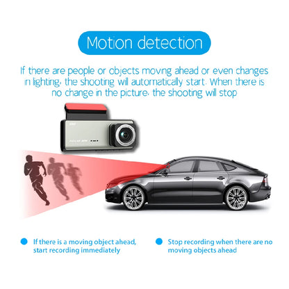 HD 1080P Car Dash Camera – 3-Channel Front, Inside & Rear View Recorder with Night Vision, Loop Recording, Black Box