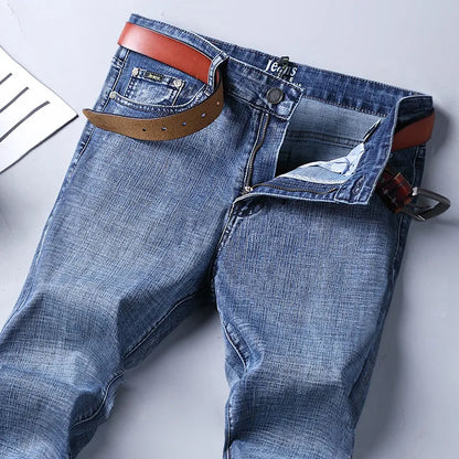 Men’s All-Match Brand Trousers – High-Quality Business Casual High Waist Denim Jeans for All Seasons