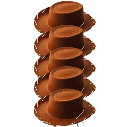 Kids Cowboy Western Hat - Brown Red Costume Accessory for Halloween, Birthday & Theme Parties