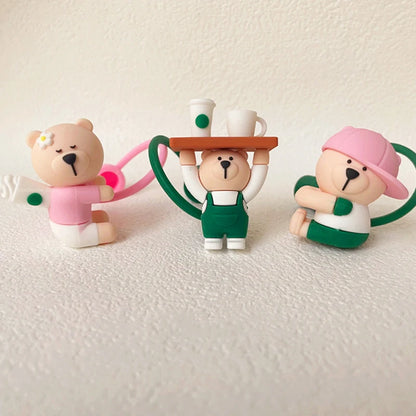 Cute Cartoon Bear Silicone Straw Covers – Dust Plug Cap for 7-8mm Large Caliber Drinking Cups