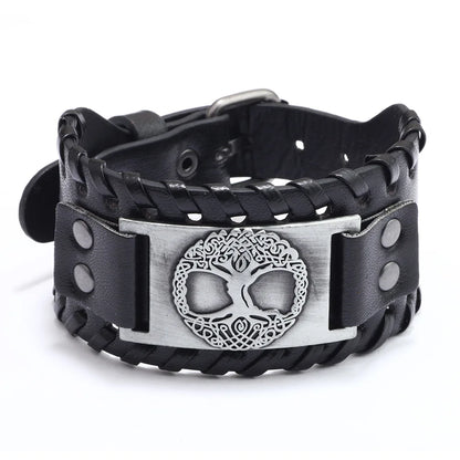 Trendy Viking Bracelet – Nordic Rune Compass & God Bird Charm Leather Woven Jewelry for Men, Fashion Accessory & Party Gift