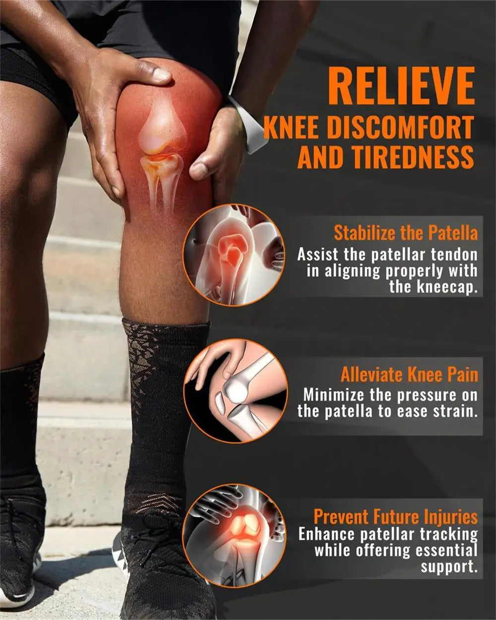 Patellar Tendon Knee Strap - Adjustable Support for Running, Basketball, Hiking & Sports