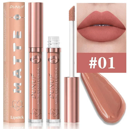Matte Velvet Dark Red Brown Lip Gloss – Long-Lasting Waterproof Liquid Lipstick with Natural Moisturizer & Transparent Lip Oil