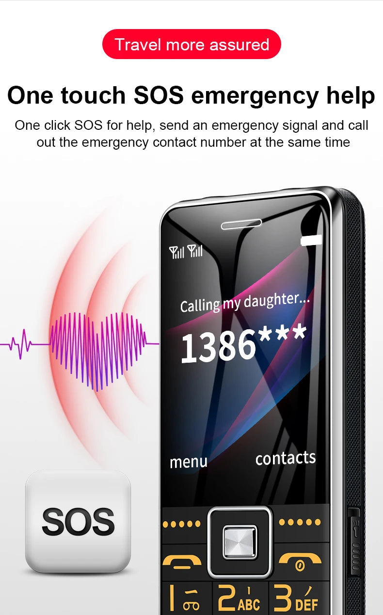 GSM 2G G600 BAR Phone – Dual SIM, 6800mAh Battery, SOS Button, 2.4" Screen, MP3 Recorder Mobile Cellphone for Seniors