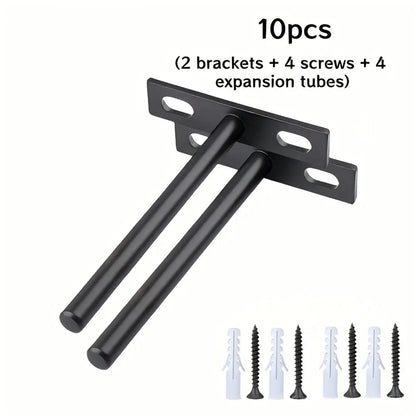 T-Shaped Invisible Shelf Brackets - 10PCS Thickened Iron Concealed Mounting Supports