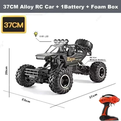 1:12/16 RC Off-Road Truck – 4WD Remote Control Car with Metal Shell & LED Lights for Kids