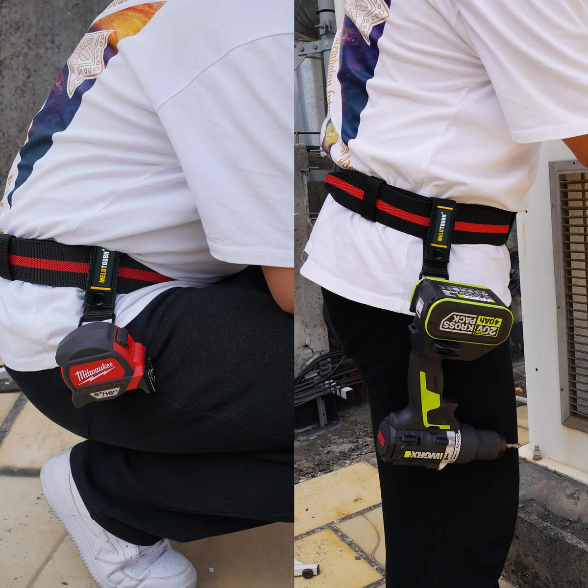 MELOTOUGH 2-Piece Measuring Tape Holder - Drill, Impact Tool & Tape Measure Holster