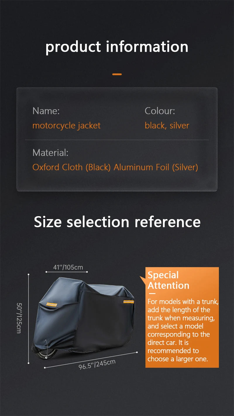 Thick Oxford Motorcycle Waterproof Cover – Universal Outdoor Dustproof, Rainproof, Sunshade & UV Protective Motorbike Cover