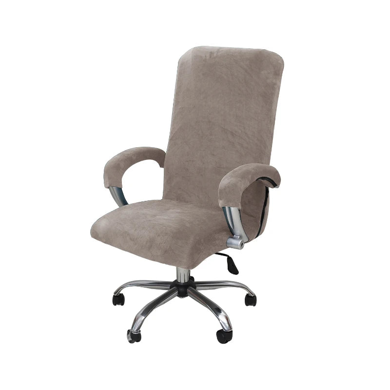 Velvet Office Chair Cover - Black Armchair Protector with Armrest & Gaming Chair Fit