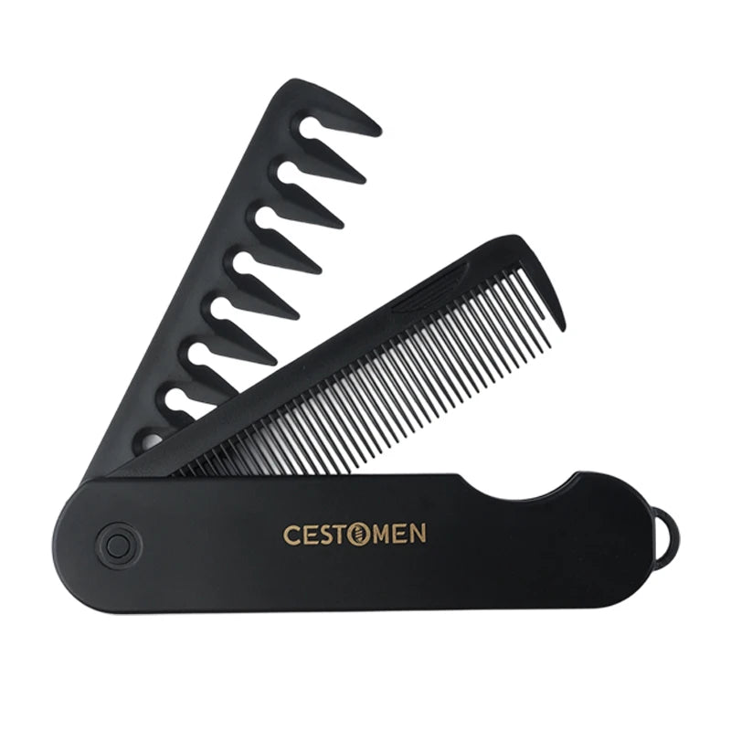 2-in-1 Pocket Folding Comb – Wide Tooth & Beard Comb for Hair Styling and Barber Use