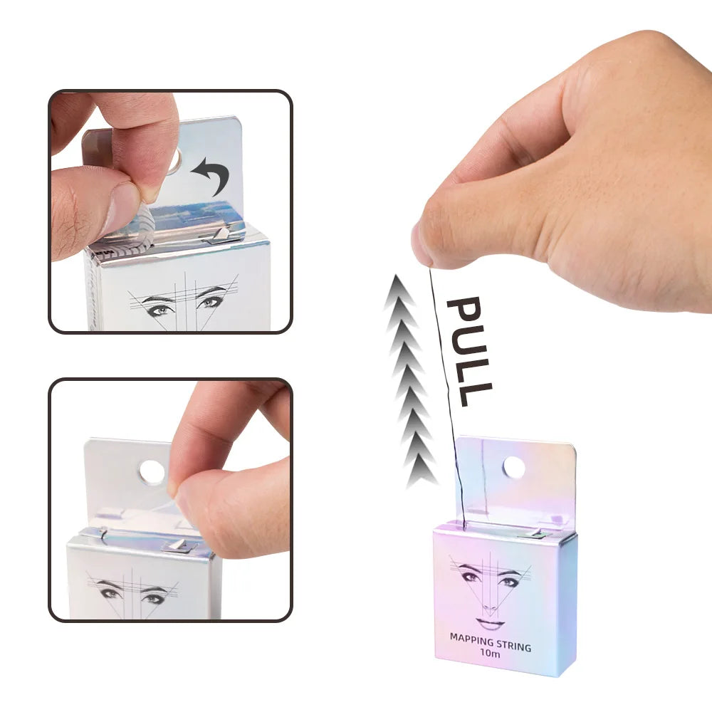 10m Pre-Inked Mapping String for Eyebrows – Microblading & PMU Marker Thread in Box for Tattoo Brow Mapping