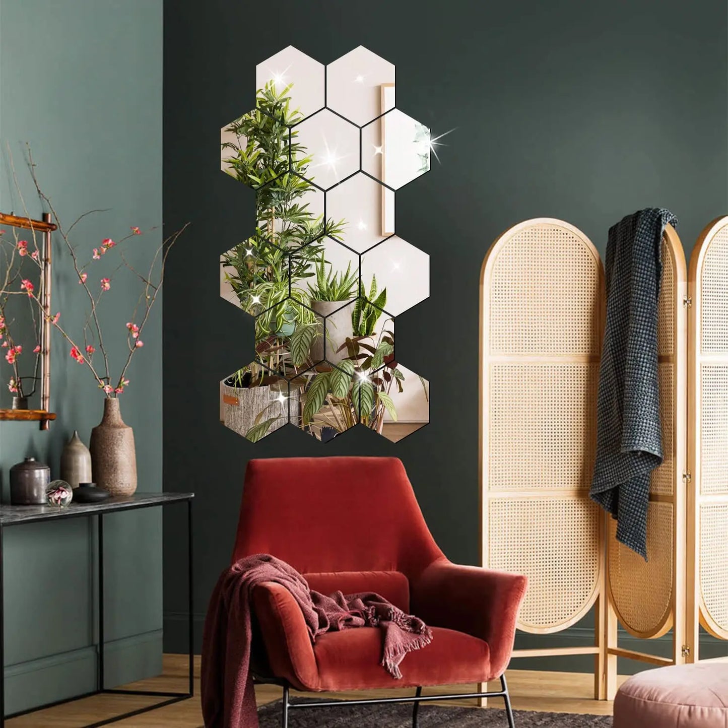 Hexagon Acrylic Mirror Wall Stickers - 6/12Pcs DIY Removable Decorative Decals for Home Decor