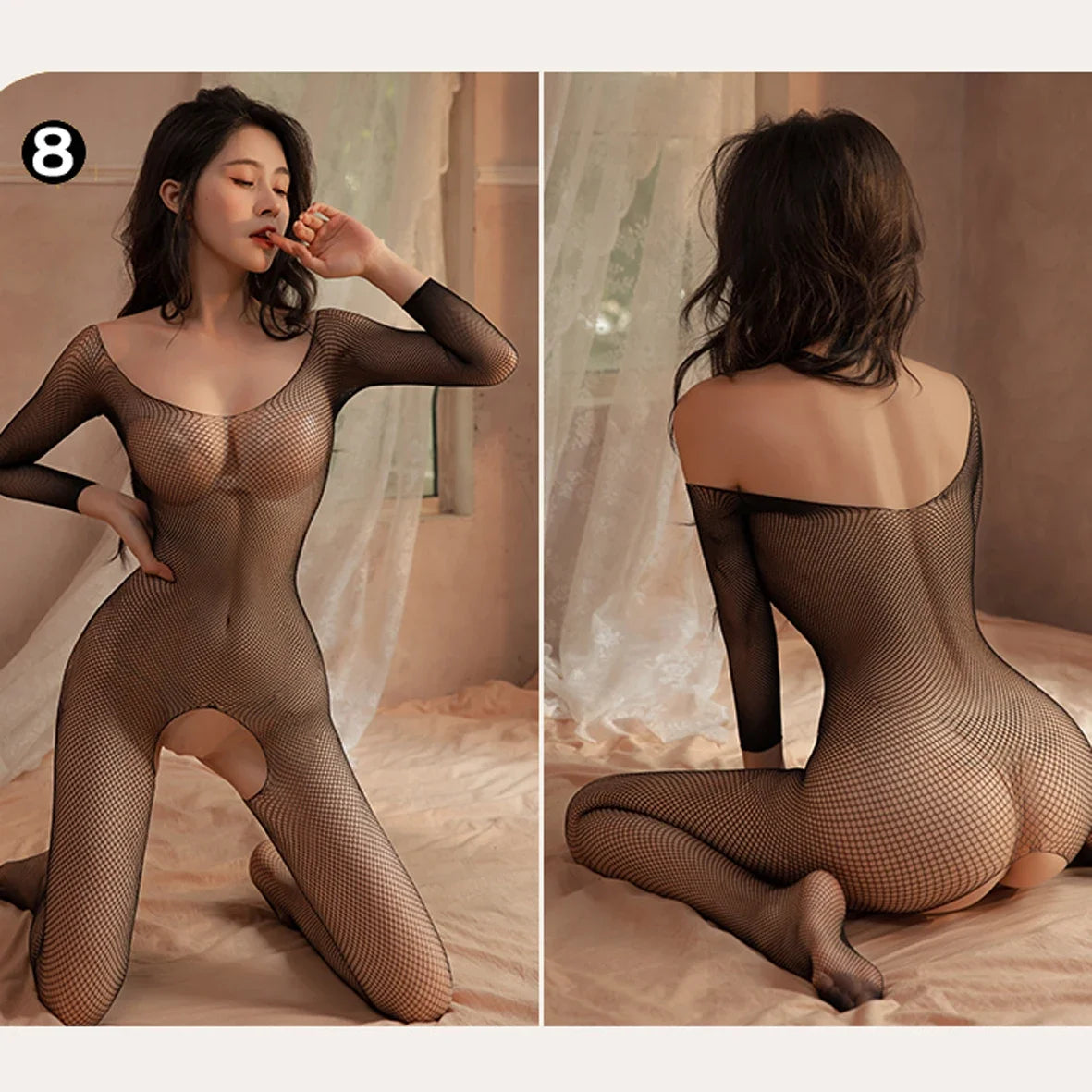 High Waist Mesh Pantyhose – Sexy Fishnet Lingerie Bodysuit with Stretch Open Crotch for Erotic & Bondage Wear