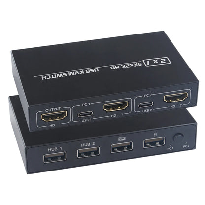 4K 2K HDMI USB KVM Switch 2-in-1 – Dual Computer Share 1 Monitor, Keyboard, Mouse & Printer Support