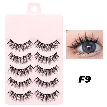 DINGSEN 5 Pairs Manga Style False Eyelashes — Soft, Natural, Long Anime Wispy Strip Lashes for Makeup