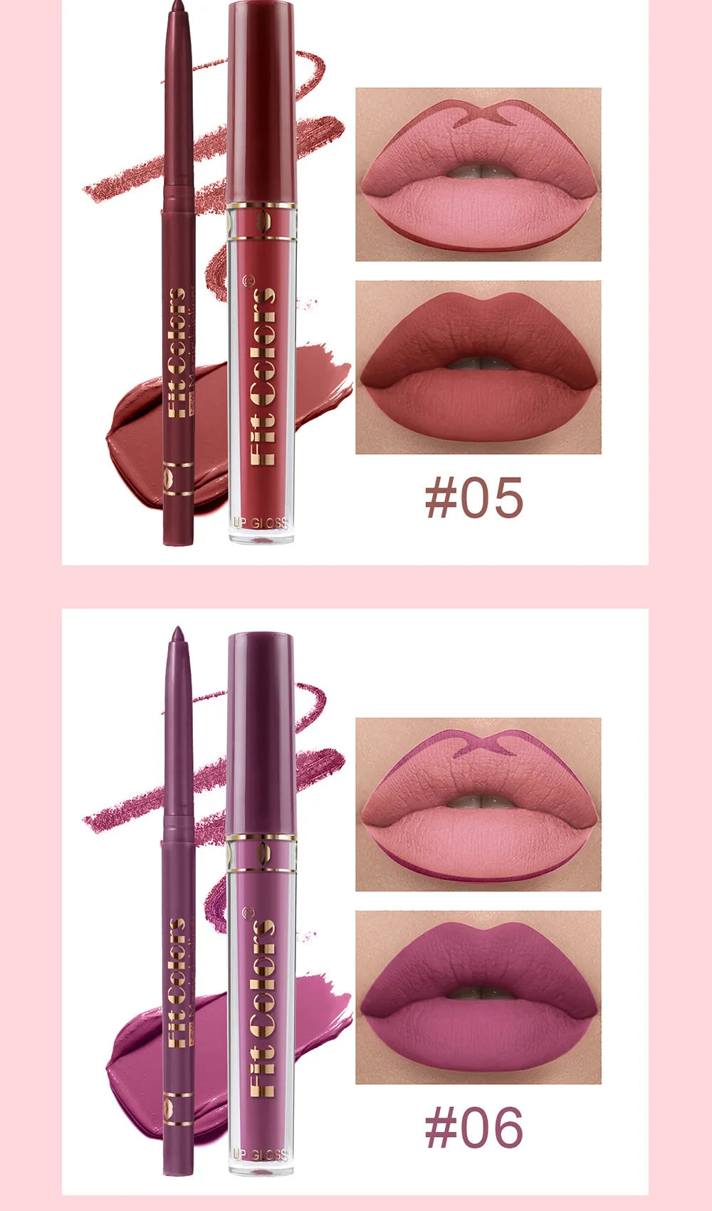 Fit Colors 13pcs Matte Lip Liner Pencil Set – Waterproof, Non-Stick, Long-Lasting Lip Pencil with Case and Hook