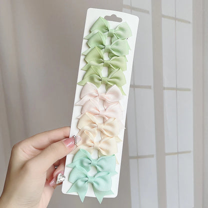 10pcs Kids Bow Hair Clips - Handmade Ribbon Bowknot Barrettes for Baby Girls Hair Accessories