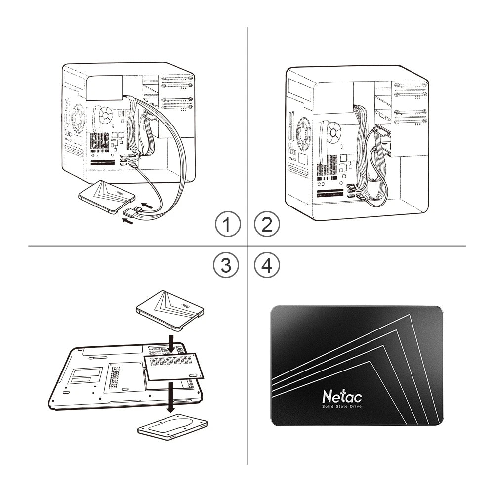 Netac 2.5'' SATA SSD – 128GB to 4TB Internal Solid State Drive for PC, SATA3 Hard Drive