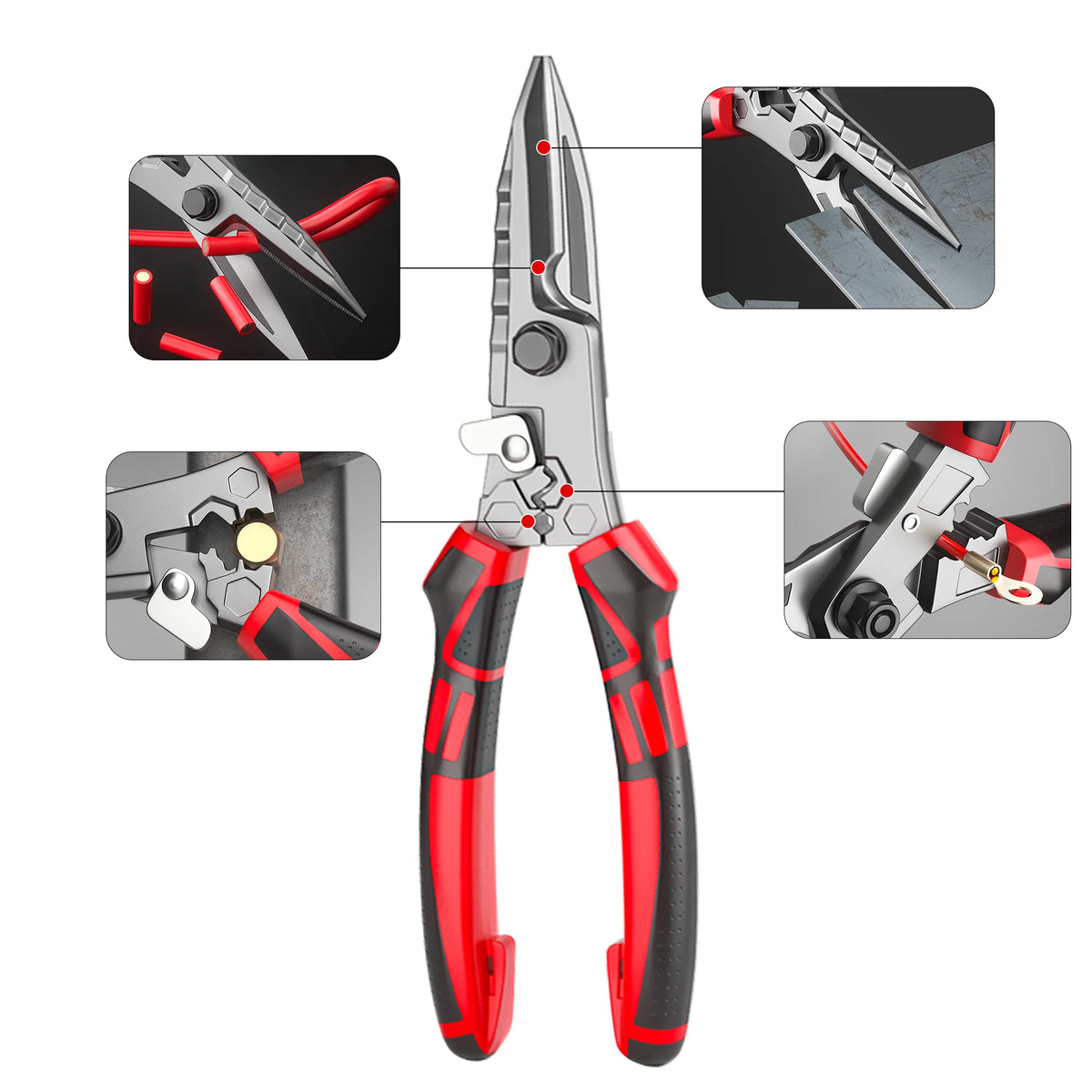 Multi-Functional Electrician Scissors - Wire Cutting, Crimping & Wrench Tool for Cable and Metal Sheets