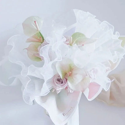 Pearl Edge Bouquet Wrapping Paper - Decorative Mesh Flower Wrap for Valentine’s Day Gifts, Floral Arrangements & Handmade Bouquets