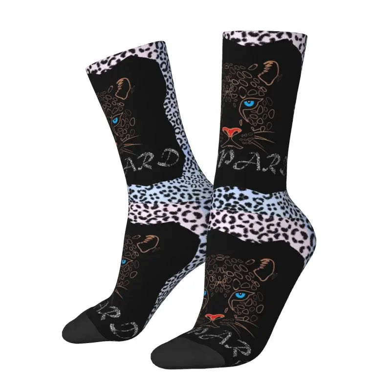 Custom Funny Leopard Print Socks – 3D Animal Cheetah Pattern Warm Sports Socks for Men & Women