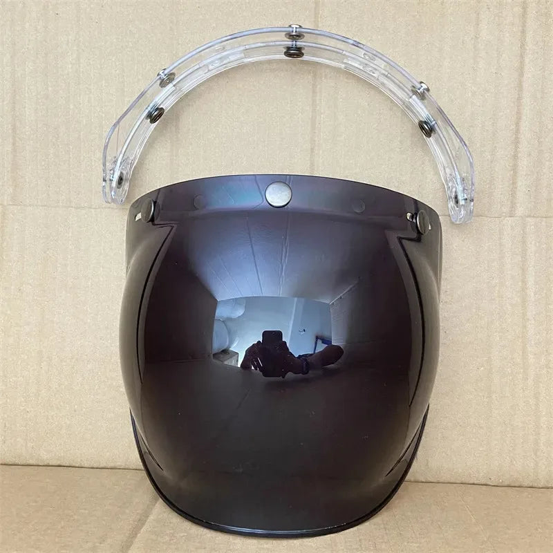 Open Face 3/4 Motorcycle Helmet Visor — Flip-Up Bubble PC Lens Windshield Shield for Casco Moto