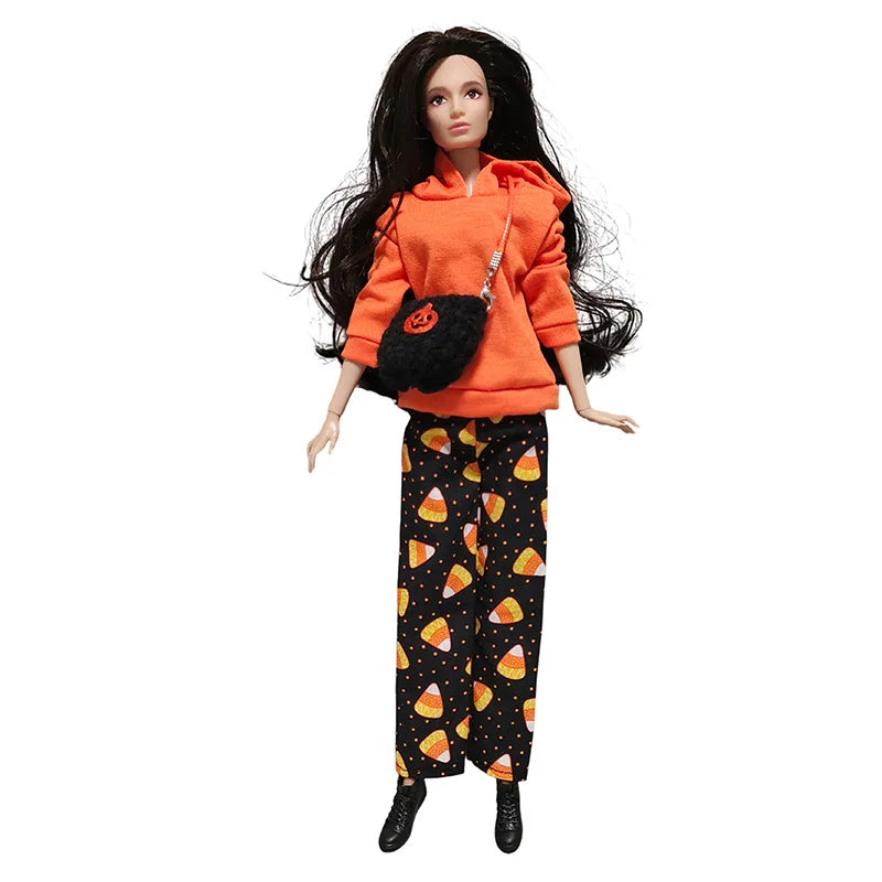 1/6 Doll Halloween Cosplay Outfit – Witch Dress, Cap, Belt, Bag & Broom for 12" BJD / 30cm Dolls