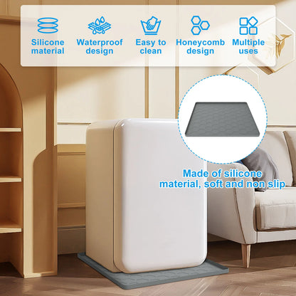 Mini Fridge & Appliance Silicone Mat 60x60cm – Non-Slip Drip Pan with Raised Edges for Floor Protection