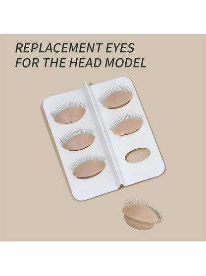 False Eyelash Extension Practice Head - Silicone Training Mannequin with Removable Eyelids for Lash & Tattoo Practice
