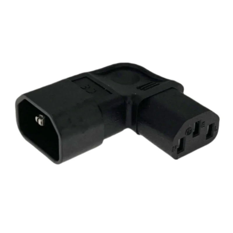 IEC 320 C14 to C13 Adapter - 3-Pin 90-Degree Right-Angle AC Power Extension Converter