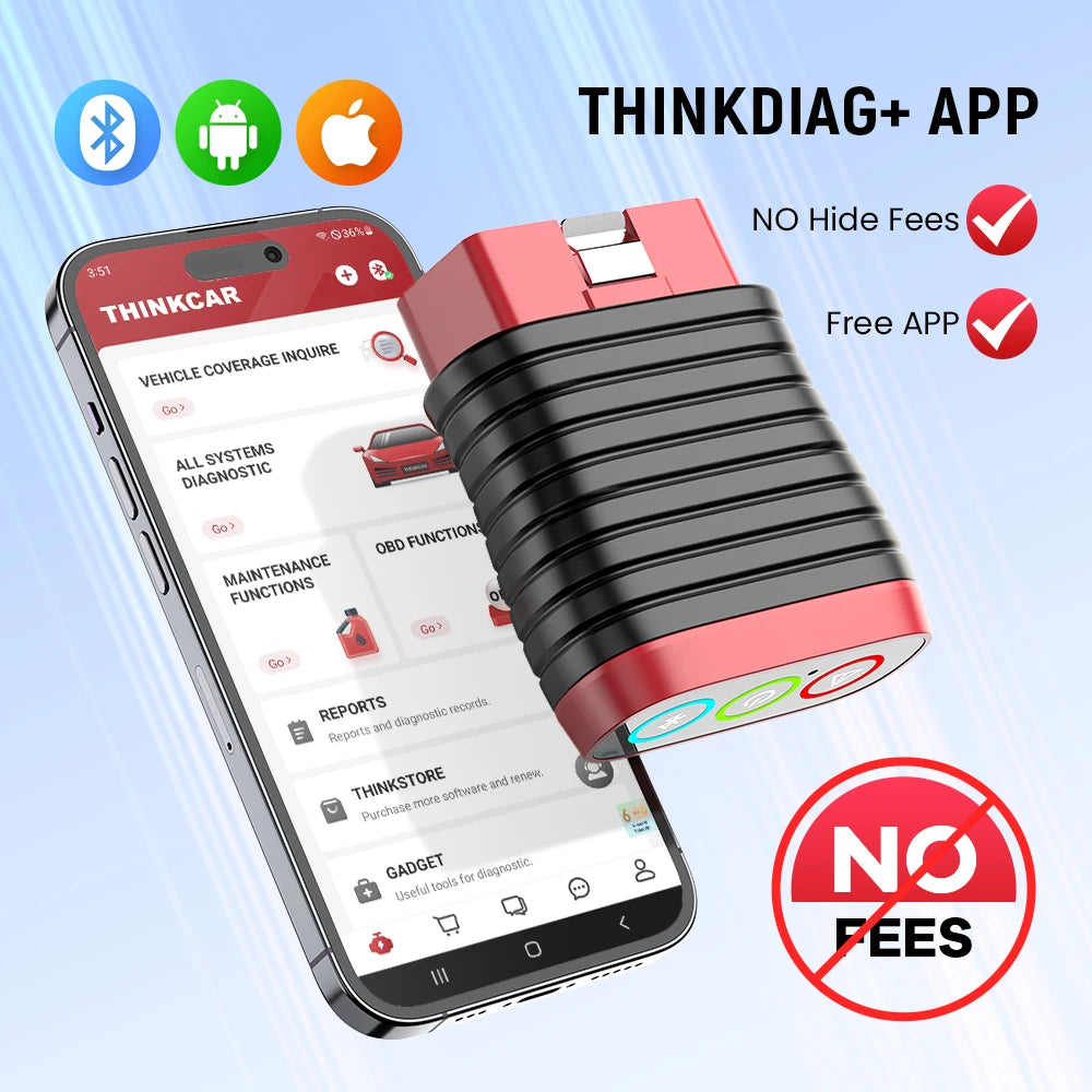 THINKCAR BD6 OBD2 Scanner – Full System Diagnostic, Oil, IMMO, ETS & Brake Reset, Lifetime Free Updates via THINKDIAG App