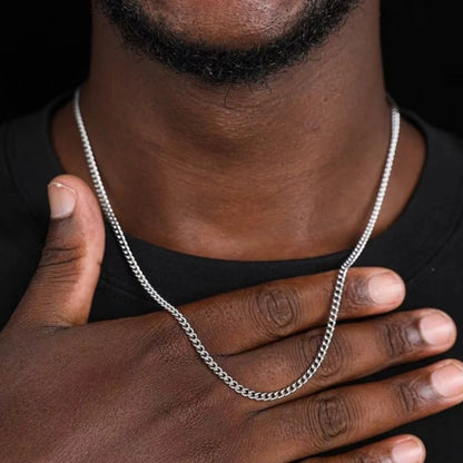 3mm Men’s Cuban Chain Necklace – Simple Stainless Steel Titanium Jewelry Gift