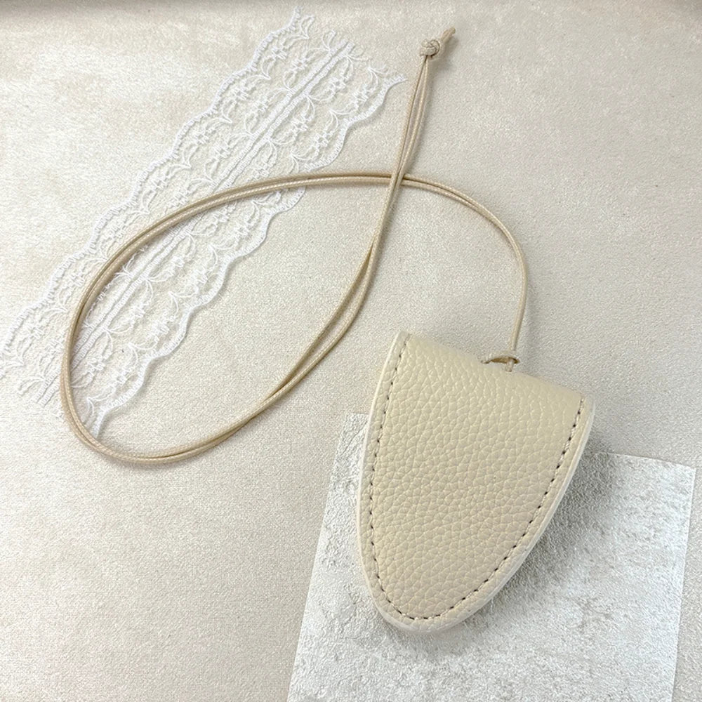 Hanging Neck Eyeglasses Storage Bag with Chain – Unisex Leather Sunglasses Case & Portable Key Holder Pendant