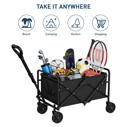 Portable Folding Handcart – Adjustable Height & Angle, Easy Fold, Heavy-Duty Load Carrier for Beach & Camping