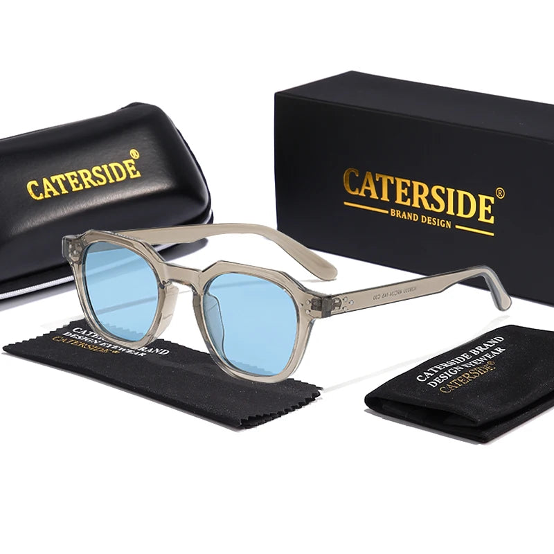 CATERSIDE Retro Polarized Sunglasses – Ultralight TR90 Frame Polygon Style for Men & Women, High-Quality Travel Eyewear
