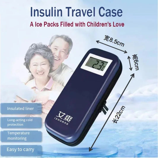 Electronic Display Insulin Cooler Bag – Portable Insulated Travel Case for Diabetics, Temperature Control Medicine Storage Box (No Ice Pack Needed)