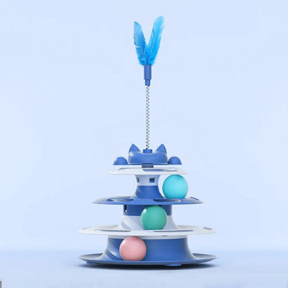 Interactive Cat Toy - Self-Play Turntable with Funny Ball & Wand for Boredom Relief and Kitten Exercise