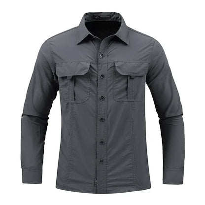 Men's Lightweight Tactical Shirt – Breathable Long Sleeve Outdoor Work Shirt with Sun Protection