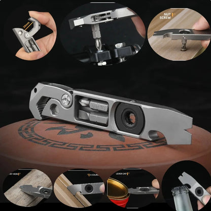 Titanium Alloy Multifunction EDC Tool – Wrench, Pry Bar, Bottle Opener & Screwdriver for Outdoor Use