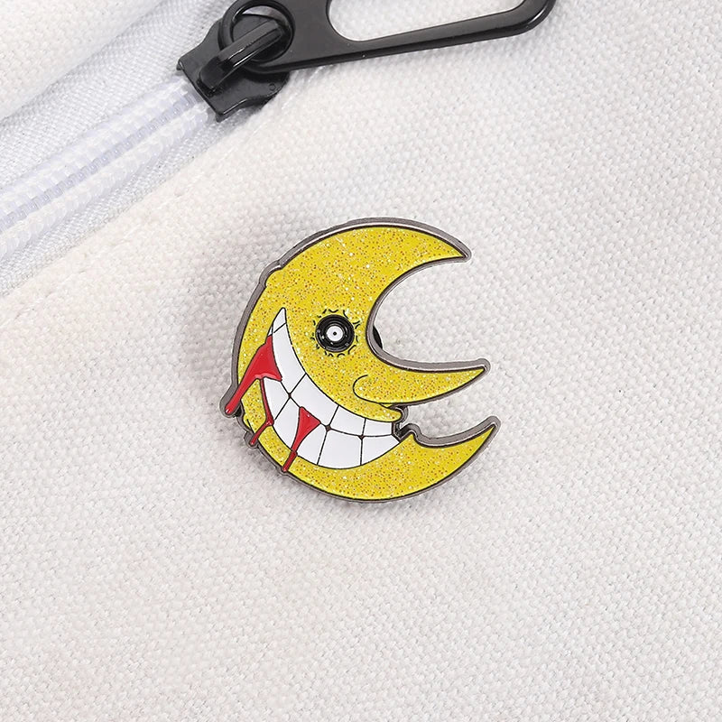 Soul Eater Crescent Moon Enamel Pin - Anime Gothic Brooch Lapel Badge Gift for Fans