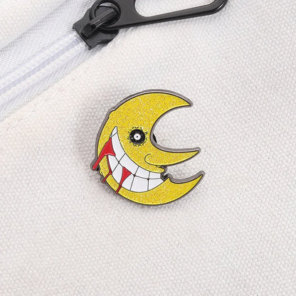 Soul Eater Crescent Moon Enamel Pin - Anime Gothic Brooch Lapel Badge Gift for Fans