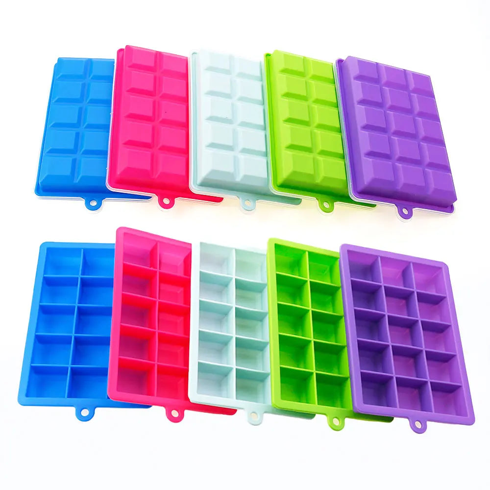 Silicone Ice Cube Mold – 15/24 Grid Square Trays with Lids for Ice Cream, Cold Drinks, Whiskey & Cocktails