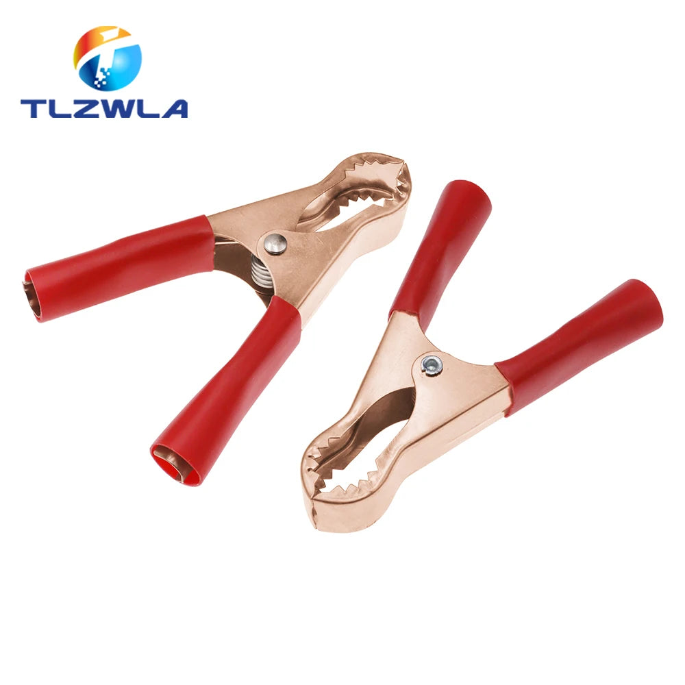 50A Heavy Duty Alligator Battery Test Lead Clips – Red & Black 80mm Crocodile Clamps for Car, Van & Caravan Use